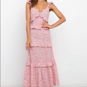 Petal & Pup Pink Floral Midi Dress Size 4